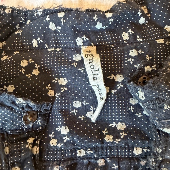 Magnolia Pearl Vintage Cotton Blouse - OS - Gray with White - Like New - Picture 2 of 5